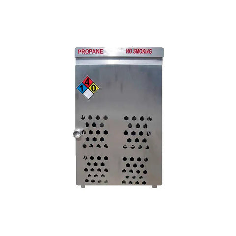 18 Capacity, 20 Lbs. Cylinders, Aluminum Gas Cylinder Cage, 30"W x 44"D x 68"H, Silver, Manual Close