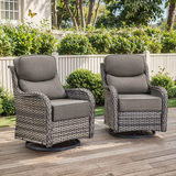 Planntonneo  Patio Wicker Swivel Glider Chairs with 6-Inch Cushions