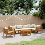 vidaXL Garden Lounge Set Cream Solid acacia wood, 100% polyester fabric
