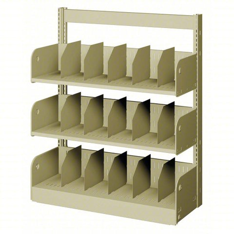 Divider Library Shelving: Single Face Starter, 3 Shelves, 42 in Ht, 36 in Wd, 12 in Nominal