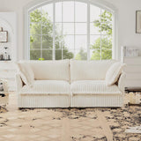 Slipcovered Sectional Sofa, 2 Seater Sofa with Removable Cover