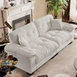 91.5"Chenille Deep Seat Sofa Couch with 2 Throw Pillows-Morden Fort