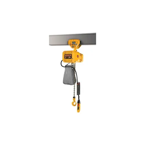 Harrington NER 1 Ton, Dual Speed Electric Hoist W/ Push Trolley, 15' Lift, 14/2.5 FPM, 230V