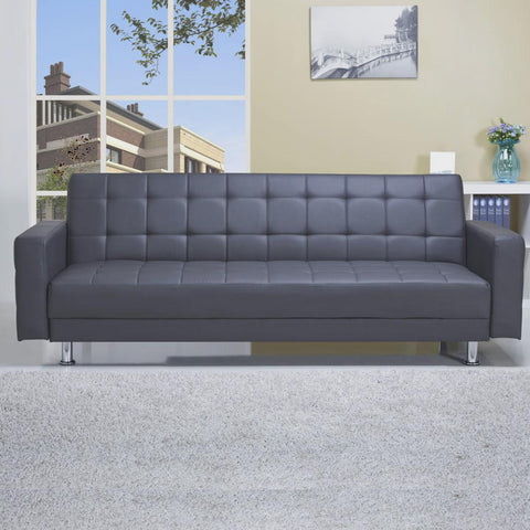 Rosina 86.61" Faux Leather Square Arm Convertible Sofa