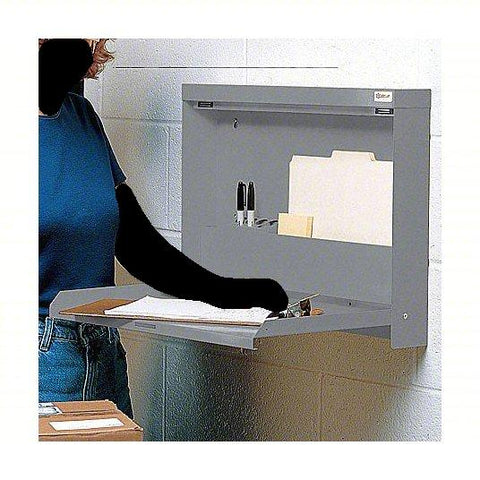 WALLWRITE Folding Wall Mounted Desk: WW-100SC Series, 20 in Overall Wd, 13 1/2 in Overall Ht, Gray