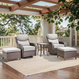 Opohoro Outdoor Swivel Rocker Patio Chairs Set with 6 inch Thick Cushions, High Back Wicker Outdoor Patio Furniture Set