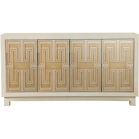 Coaster Contemporary Wood Rectangular 4-Door Accent Cabinet in Gold