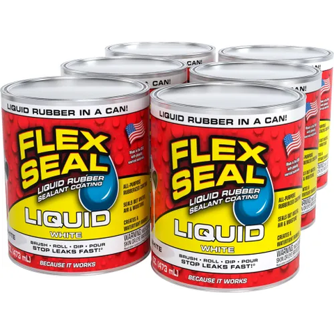 Flex Seal® Liquid® Rubber Sealant Coating, 16 oz. Can, White, 6/Case - Pkg Qty 6