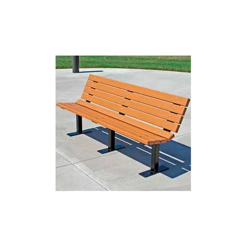 Frog Furnishings Contour 6' Recycled Plastic Bench, Cedar Bench/Black Frame