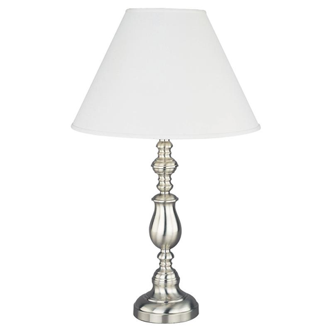 ORE International 27" Traditional Metal Table Lamp with Linen Shade in Nickel