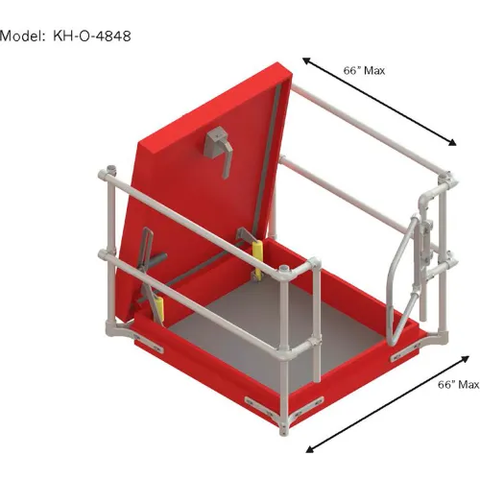 Kee Safety® Roof Hatch Railing Kit with Offset Handles & No Gate, Galvanized Steel, 66"L