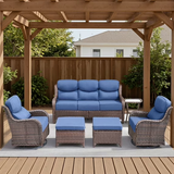 Opohoro Outdoor Swivel Rocker Patio Chairs Set with 6 inch Thick Cushions, High Back Wicker Outdoor Patio Furniture Set