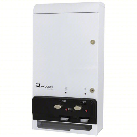 EVOGEN Coin Free Dual Dispenser: White, Metal, 26 in Ht, 5 5/8 in Wd, 14 in Lg
