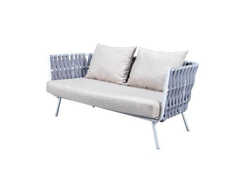 Spencer Modern Outdoor Rope Weave Loveseat With Cushions
