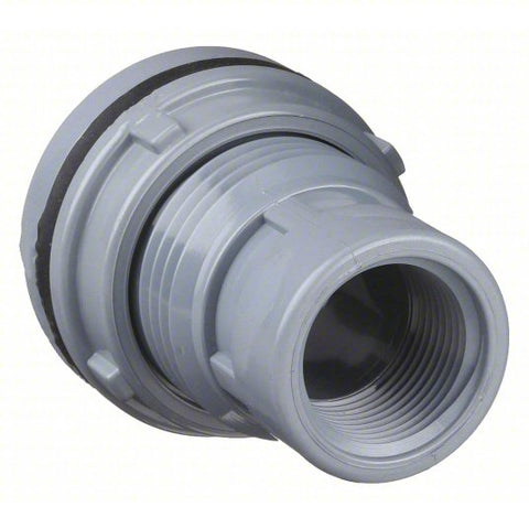Bulkhead Tank Fitting: CPVC Body, 2 in Female NPT Inside Connection, Neoprene Gasket