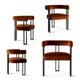 Set of 4 Upholstered 18.5" Seat Height Velvet Kitchen Dining Armchair (Set of 4)