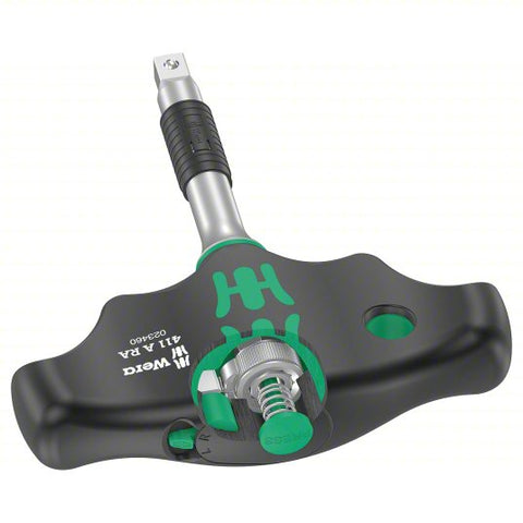 WERA Ratchet Screwdirver: Square Tip, 1/4 in Tip Size, 1 Tips, 1/4 in, 110 mm Overall Lg, Magnetic