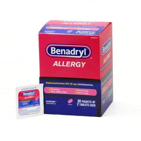 BENADRYL Sinus and Allergy Reliever: Diphenhydramine HCI, 120 Individual Doses, Unflavored, 120 PK