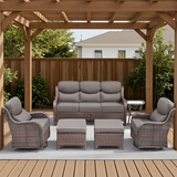 Opohoro Outdoor Swivel Rocker Patio Chairs Set with 6 inch Thick Cushions, High Back Wicker Outdoor Patio Furniture Set