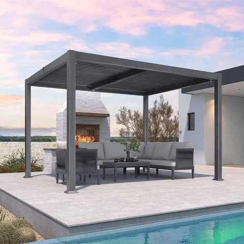 Outdoor Louvered Pergola with Adjustable Hardtop Roof Patio Pergola Deck Garden Yard