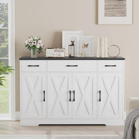 Adra 55.1'' Sideboard with 3 Drawers, Adjustable Shelves