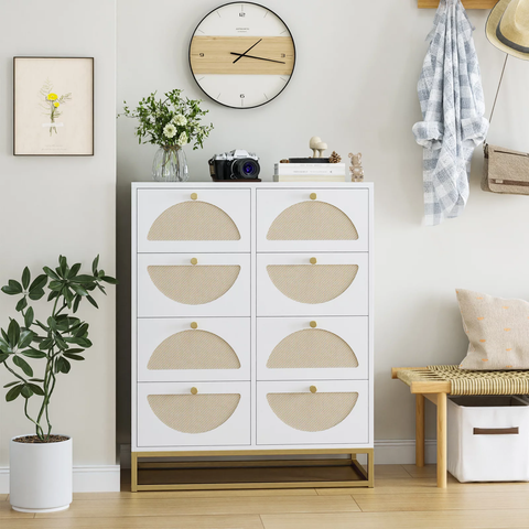 8 Drawers Rattan Dresser