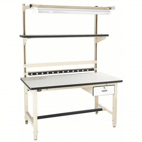 PRO-LINE Workstation: Adj Ht, Laminate, 60 in x 30 in, 5,000 lb Overall Load Capacity, Beige
