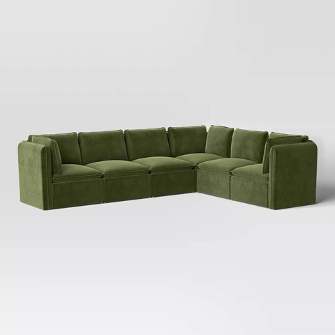 6pc Haven French Seam Modular Sectional - Threshold™-Velvet Dark Green
