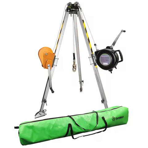 7ft Adjustable Tripod Kit, 65ft Material Winch, 65ft 3-Way, Storage Bag