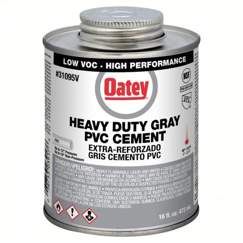 OATEY Cement: Heavy Duty, 16 fl oz, Brush-Top Can, Gray