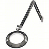 Round Magnifier Light: LED, 2x, 4 Diopter, 1,500 lm Max Brightness, 43 in Arm Reach