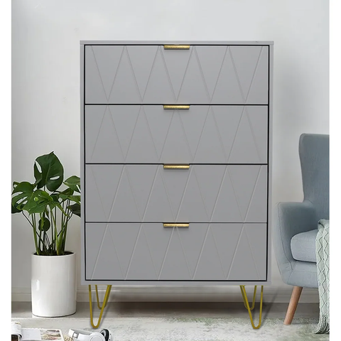 4 Drawers Chest Of Dresser Tall Storage Tower Cabinet with Metal Legs
