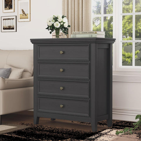 Farmhouse 4-drawer Chest - Tall Dresser With Storage For Bedroom Or Entryway