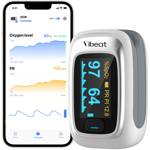 Fingertip Pulse Oximeter | Bluetooth Finger Oxygen Monitor & Pulse Rate Monitor