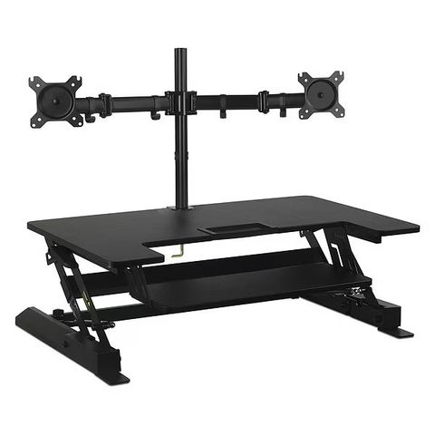 MI-7934 22" W Standing Desk Converter With Dual-Monitor Mount, Black