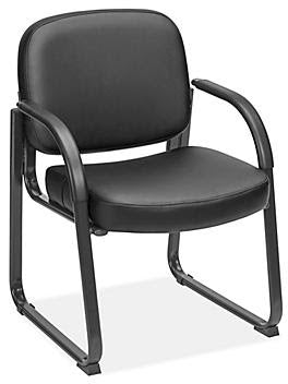 Vinyl Sled Base Chair with Arms - Black