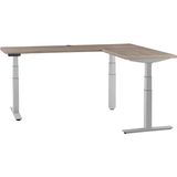 Interion® L-Shaped Electric Height Adjustable Desk, 60"W x 24"D-Gray Base