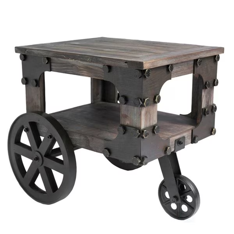 rustic accent table    19.75 W, 19.5 L, 16 H