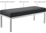 Interion® Synthetic Leather Reception Bench, Black W/ Silver Frame