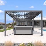 Outdoor Louvered Pergola with Adjustable Hardtop Roof Patio Pergola Deck Garden Yard