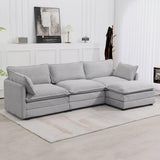 Hyleory 112 in. W 4-Piece Modern Corduroy Fabric Sectional Sofa Couch with Ottoman