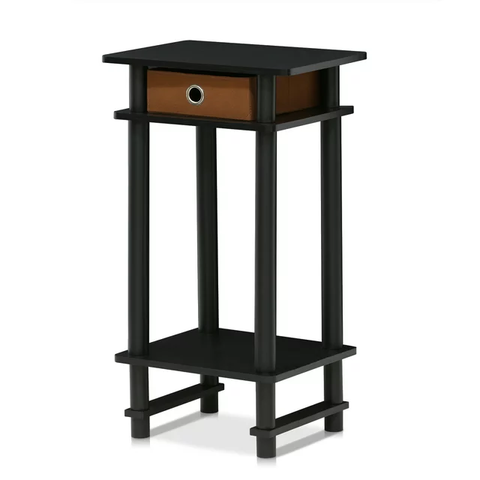 Turn-N-Tube Tall End Table with Bin, Espresso/Brown