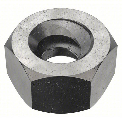 Hex Nut: 1 1/4"-3 1/2 Thread, 2 in Hex Wd, 1 1/4 in Hex Ht, Steel, Grade 2, Black Oxide, 5 PK
