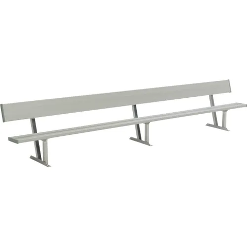 24' Aluminum Team Bench w/ Back, Surface Mount or Portable