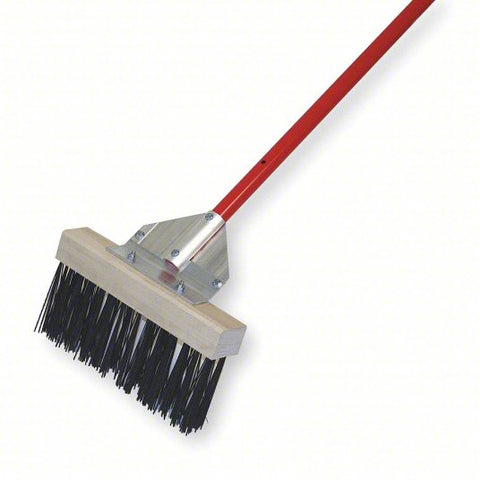 Push Broom: 12 in Sweep Face, Stiff, Synthetic, Black Bristle, 5 in Bristle Lg, Aluminum