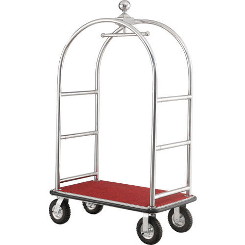 Bellman Cart With Curved Uprights, 8" Casters, Silver Stainless Steel