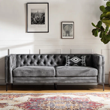 Brinna Contemporary 84" Upholstered Button-tufted Sofa with Metal Legs