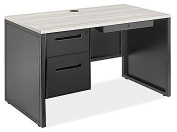 Single Pedestal Industrial Steel Desk - 48 x 24"