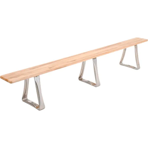 Locker Room Bench, Hardwood With Trapezoid Legs, 108 x 9-1/2 x 17