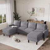 103''W Elegant U-Shaped Corduroy Upholstered Sectional Sofa